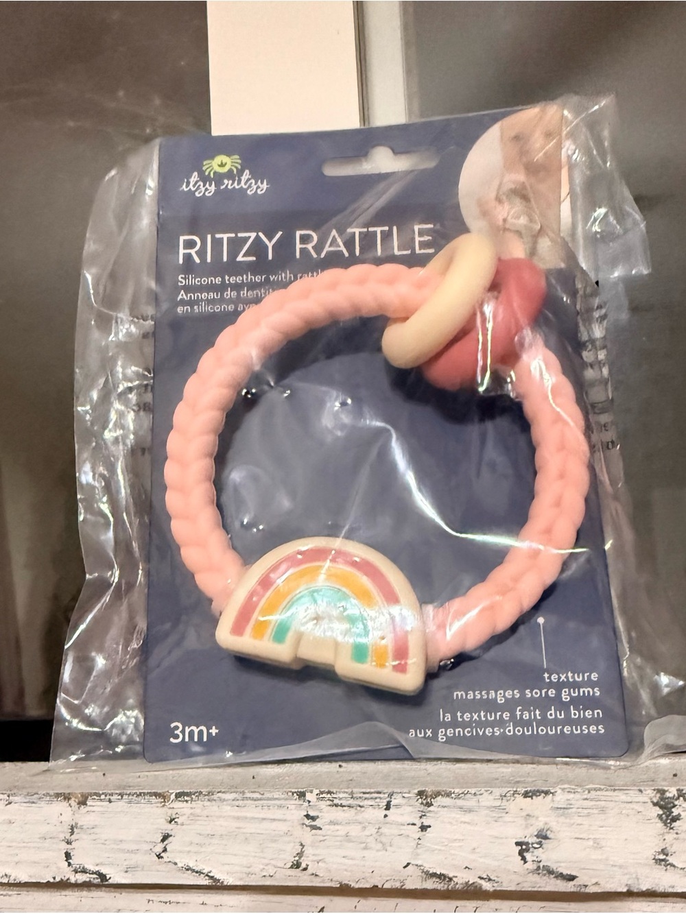 Itzy Ritzy Pink Rainbow Silicone Ritzy Rattle Teether - Picture 2 of 2